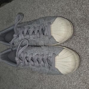 Gray Sneakers with Cream Toe Cap